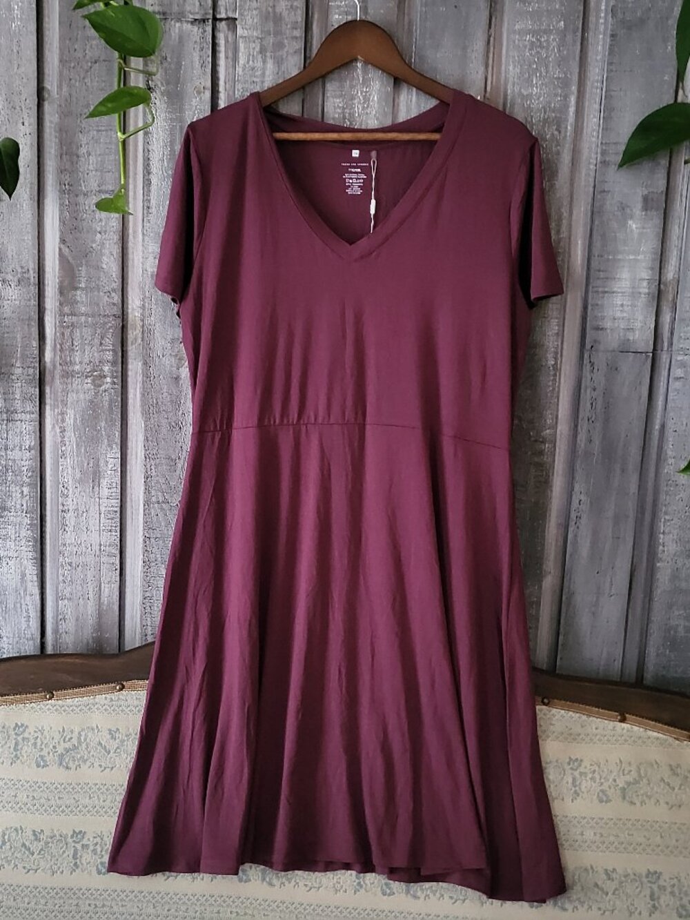 NWT V Neck Skater Dress Mauve Wine XXL